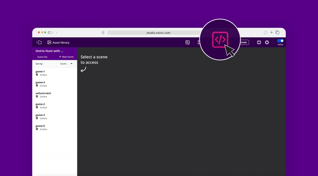 Captura de pantalla de Studio - plataforma online de creación de AR
